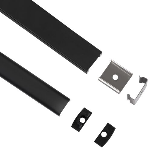 GloboStar® 70806-1M Επιφανειακό Προφίλ Αλουμινίου Μαύρο με Μαύρο Οπάλ Κάλυμμα για 1 Σειρά Ταινίας LED Πατητό – Press On 1 Μέτρο