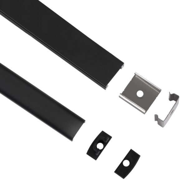 GloboStar® 70806-1M Επιφανειακό Προφίλ Αλουμινίου Μαύρο με Μαύρο Οπάλ Κάλυμμα για 1 Σειρά Ταινίας LED Πατητό – Press On 1 Μέτρο