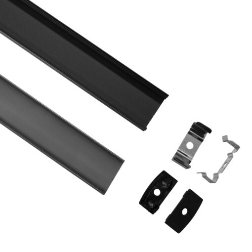 GloboStar® SURFACE-PROFILE 70810-1M Προφίλ Αλουμινίου – Βάση & Ψύκτρα Ταινίας LED με Μαύρο Φιμέ Κάλυμμα – Επιφανειακή Χρήση – Πατητό Κάλυμμα – Μαύρο – 1 Μέτρο – Μ100 x Π2.4 x Υ1.1cm