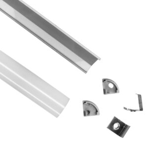 GloboStar® CORNER-PROFILE 70815-1M Προφίλ Αλουμινίου – Βάση & Ψύκτρα Ταινίας LED με Λευκό Γαλακτερό Κάλυμμα – Επιφανειακή Γωνιακή Χρήση – Πατητό Κάλυμμα – Ασημί – 1 Μέτρο – Μ100 x Π1.6 x Υ1.6cm