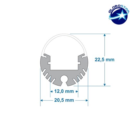 GloboStar® 70817-1M Κρεμαστό Προφίλ Αλουμινίου Ανοδιωμένο με Οβάλ Λευκό Οπάλ Κάλυμμα για 1 Σειρά Ταινίας LED Πατητό – Press On 1 Μέτρο