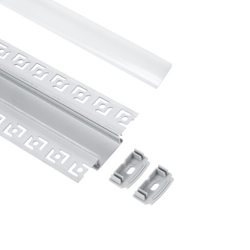 GloboStar® PLASTERBOARD-PROFILE 70819-2M Προφίλ Αλουμινίου – Βάση & Ψύκτρα Ταινίας LED με Λευκό Γαλακτερό Κάλυμμα – Χωνευτή Χρήση σε Γυψοσανίδα – Trimless – Πατητό Κάλυμμα – Ασημί – 2 Μέτρα – Πακέτο 5 Τεμαχίων – Μ200 x Π6.7 x Υ1.4cm