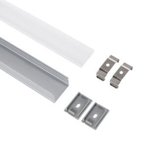 GloboStar® SURFACE-PROFILE 70824-1M Προφίλ Αλουμινίου – Βάση & Ψύκτρα Ταινίας LED με Λευκό Γαλακτερό Κάλυμμα – Επιφανειακή Χρήση – Πατητό Κάλυμμα – Ασημί – 1 Μέτρο – Μ100 x Π3 x Υ2cm