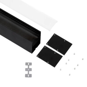 GloboStar® SURFACEPENDANT-PROFILE 70828-1M Προφίλ Αλουμινίου – Βάση & Ψύκτρα Ταινίας LED με Λευκό Γαλακτερό Κάλυμμα – Επιφανειακή & Κρεμαστή Χρήση – Πατητό Κάλυμμα – Μαύρο – 1 Μέτρο – Μ100 x Π5 x Υ7cm