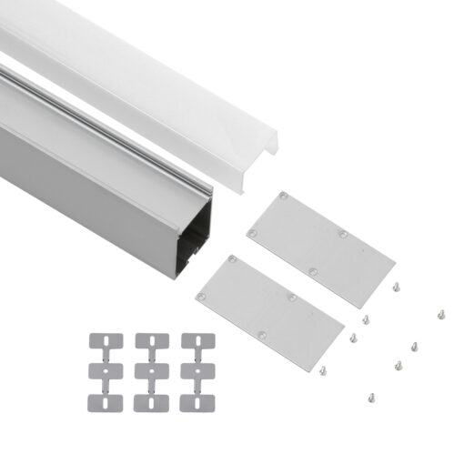 GloboStar® SURFACEPENDANT-PROFILE 70830-3M Προφίλ Αλουμινίου – Βάση & Ψύκτρα Ταινίας LED με Λευκό Γαλακτερό Κάλυμμα – Επιφανειακή & Κρεμαστή Χρήση – Πατητό Κάλυμμα – Ασημί – 3 Μέτρα – Μ300 x Π3.5 x Υ7.4cm