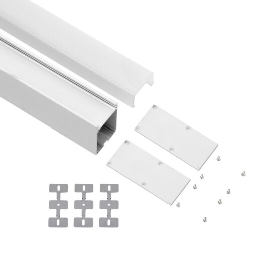 GloboStar® SURFACEPENDANT-PROFILE 70831-3M Προφίλ Αλουμινίου – Βάση & Ψύκτρα Ταινίας LED με Λευκό Γαλακτερό Κάλυμμα – Επιφανειακή & Κρεμαστή Χρήση – Πατητό Κάλυμμα – Λευκό – 3 Μέτρα – Μ300 x Π3.5 x Υ7.4cm