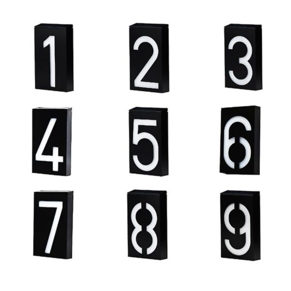 GloboStar® 71519 Αυτόνομο Ηλιακό Φωτιστικό LED SMD 1W 100lm με Ενσωματωμένη Μπαταρία 1000mAh – Φωτοβολταϊκό Πάνελ με Αισθητήρα Ημέρας-Νύχτας για Αρίθμηση Δρόμου με Αριθμό 9 Αδιάβροχο IP55 Ψυχρό Λευκό 6000K