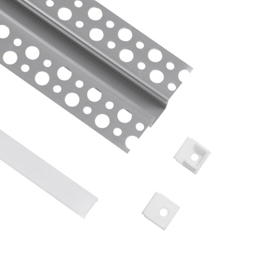 GloboStar® 70838-3M Χωνευτό για Γυψοσανίδα – Trimless Προφίλ Αλουμινίου Ανοδιωμένο με Λευκό Οπάλ Κάλυμμα για 1 Σειρά Ταινίας LED Πατητό – Press On Πακέτο 5 Τεμάχια των 3 Μέτρων