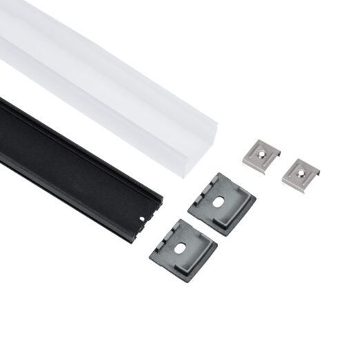 GloboStar® SURFACEPENDANT-PROFILE 70849-1M Προφίλ Αλουμινίου – Βάση & Ψύκτρα Ταινίας LED με Λευκό Γαλακτερό Κάλυμμα – Επιφανειακή & Κρεμαστή Χρήση – Πατητό Κάλυμμα – Μαύρο – 1 Μέτρο – Μ100 x Π2.6 x Υ2.3cm