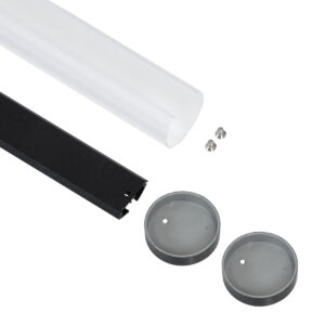 GloboStar® SURFACEPENDANT-PROFILE 70854-1M Προφίλ Αλουμινίου – Βάση & Ψύκτρα Ταινίας LED με Λευκό Γαλακτερό Κάλυμμα – Επιφανειακή & Κρεμαστή Χρήση – Πατητό Κάλυμμα – Μαύρο – 1 Μέτρο – Μ100 x Φ3cm