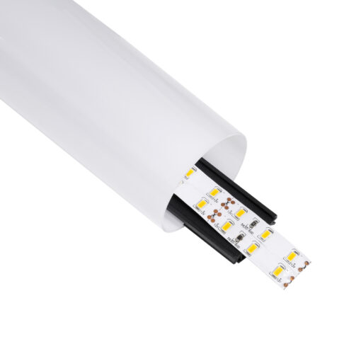 GloboStar® SURFACEPENDANT-PROFILE 70856-1M Προφίλ Αλουμινίου – Βάση & Ψύκτρα Ταινίας LED με Λευκό Γαλακτερό Κάλυμμα – Επιφανειακή & Κρεμαστή Χρήση – Πατητό Κάλυμμα – Μαύρο – 1 Μέτρο – Μ100 x Φ6cm