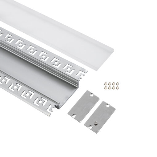 GloboStar® PLASTERBOARD-PROFILE 70861-3M Προφίλ Αλουμινίου – Βάση & Ψύκτρα Ταινίας LED με Λευκό Γαλακτερό Κάλυμμα – Χωνευτή Χρήση σε Γυψοσανίδα – Trimless – Πατητό Κάλυμμα – Ασημί – 3 Μέτρα – Πακέτο 5 Τεμαχίων – Μ300 x Π7.8 x Υ1.4cm