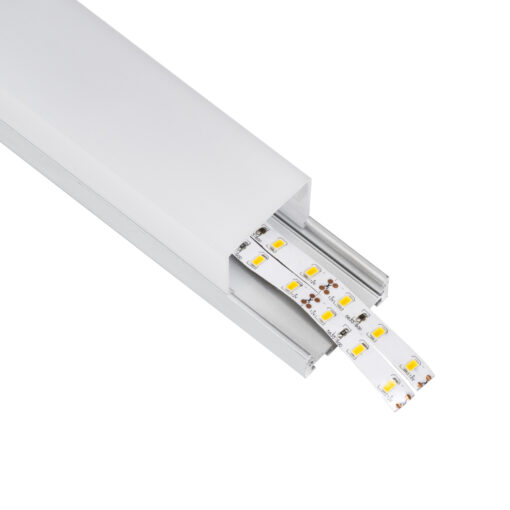 GloboStar® SURFACEPENDANT-PROFILE 70864-1M Προφίλ Αλουμινίου – Βάση & Ψύκτρα Ταινίας LED με Λευκό Γαλακτερό Κάλυμμα – Επιφανειακή & Κρεμαστή Χρήση – Πατητό Κάλυμμα – Ασημί – 1 Μέτρο – Μ100 x Π4.5 x Υ4.2cm