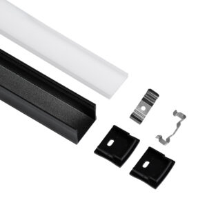 GloboStar® SURFACE-PROFILE 70869-1M Προφίλ Αλουμινίου – Βάση & Ψύκτρα Ταινίας LED με Λευκό Γαλακτερό Κάλυμμα – Επιφανειακή Χρήση – Πατητό Κάλυμμα – Μαύρο – 1 Μέτρο – Μ100 x Π2.3 x Υ2cm