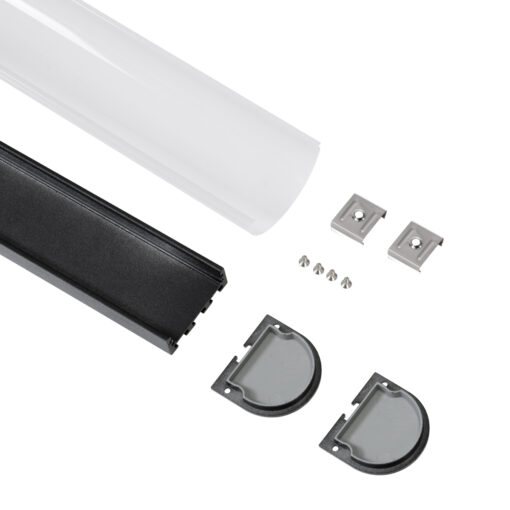 GloboStar® SURFACEPENDANT-PROFILE 70872-1M Προφίλ Αλουμινίου – Βάση & Ψύκτρα Ταινίας LED με Λευκό Γαλακτερό Κάλυμμα – Επιφανειακή & Κρεμαστή Χρήση – Πατητό Κάλυμμα – Μαύρο – 1 Μέτρα – Μ100 x Π4.5 x Υ4.2cm