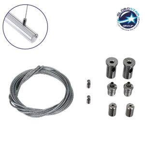 GloboStar® 70898 Σετ Στήριξης με 2 Ντίζες 1 Μέτρου για Κρεμαστά Προφίλ Αλουμινίου