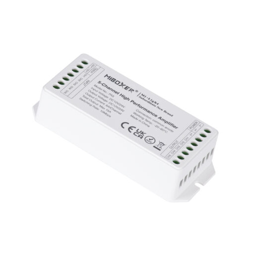 GloboStar® 71429 PA5 Mi-BOXER DC Power & Signal High Speed Amplifier Ενισχυτής Ισχύος & Σήματος Υψηλών Ταχυτήτων 5 Καναλιών DC 12-24V 5 x 6A 144W – Max 15A 360W – IP20 RGBW+WW Μ11.4 x Π4.9 x Υ2.8cm – 5 Years Warranty