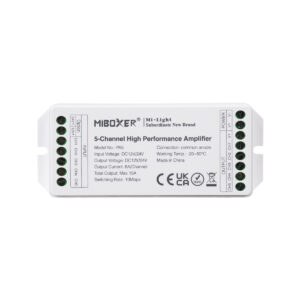 GloboStar® 71429 PA5 Mi-BOXER DC Power & Signal High Speed Amplifier Ενισχυτής Ισχύος & Σήματος Υψηλών Ταχυτήτων 5 Καναλιών DC 12-24V 5 x 6A 144W – Max 15A 360W – IP20 RGBW+WW Μ11.4 x Π4.9 x Υ2.8cm – 5 Years Warranty