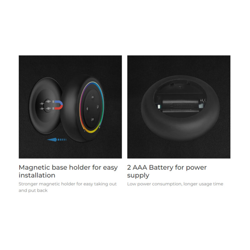 GloboStar® 71434 S2-B Mi-Light Ασύρματο Χειριστήριο Αφής RF 2.4Ghz για όλα τα RGBW+WW Mi-BOXER Controller DC 3V 2 x AAA – IP20 Μαύρο Φ7 x Υ2.5cm – 5 Years Warranty