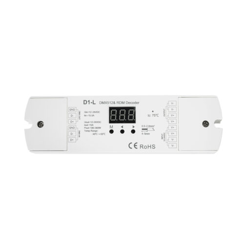 GloboStar® 71446 D1-L SKYDANCE DC DMX & RDM Dimmer High Speed Controller / Decoder 1 Καναλιού DC 12-24V 1 x 15.5A 360W – Max 15.5A 360W – IP20 Μ17 x Π5 x Υ2.5cm – 5 Years Warranty