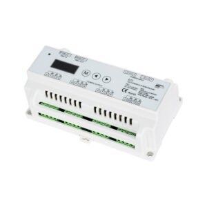 GloboStar® 71449 D12 SKYDANCE DC DMX & RDM Dimmer Din Rail Ράγας High Speed Controller / Decoder / Master 12 Καναλιών DC 12-24V 12 x 5A 120W – Max 60.5A 1440W – IP20 Μ15.5 x Π9 x Υ6cm – 5 Years Warranty
