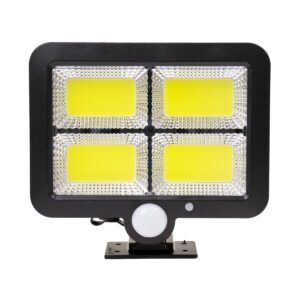 GloboStar® 71462 Αυτόνομος Ηλιακός Προβολέας LED 128 4 x COB 30W 1600lm με Ενσωματωμένη Μπαταρία 2400mAh – Φωτοβολταϊκό Πάνελ με Αισθητήρα Ημέρας-Νύχτας – PIR Αισθητήρα Κίνησης Αδιάβροχο IP65 Ψυχρό Λευκό 6000K