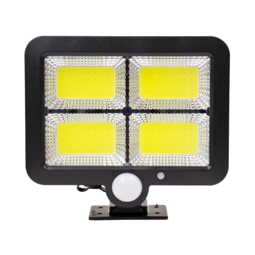 GloboStar® 71462 Αυτόνομος Ηλιακός Προβολέας LED 128 4 x COB 30W 1600lm με Ενσωματωμένη Μπαταρία 2400mAh – Φωτοβολταϊκό Πάνελ με Αισθητήρα Ημέρας-Νύχτας – PIR Αισθητήρα Κίνησης Αδιάβροχο IP65 Ψυχρό Λευκό 6000K