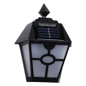 GloboStar® 71494 Αυτόνομο Ηλιακό Φωτιστικό Τοίχου Μαύρο LED SMD 1W 40lm με Ενσωματωμένη Μπαταρία 600mAh – Φωτοβολταϊκό Πάνελ με Αισθητήρα Ημέρας-Νύχτας IP65 Ψυχρό Λευκό 6000K