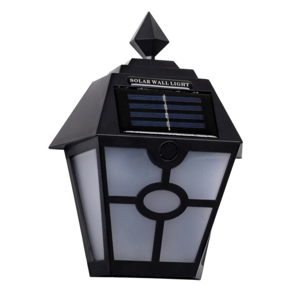 GloboStar® 71494 Αυτόνομο Ηλιακό Φωτιστικό Τοίχου Μαύρο LED SMD 1W 40lm με Ενσωματωμένη Μπαταρία 600mAh – Φωτοβολταϊκό Πάνελ με Αισθητήρα Ημέρας-Νύχτας IP65 Ψυχρό Λευκό 6000K