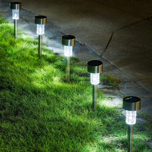 GloboStar® 71520 Αυτόνομο Ηλιακό Φωτιστικό LED SMD 1W 100lm με Ενσωματωμένη Μπαταρία 600mAh – Φωτοβολταϊκό Πάνελ με Αισθητήρα Ημέρας-Νύχτας Αδιάβροχο IP65 Φανάρι Κήπου Στρογγυλό Ψυχρό Λευκό 6000K