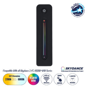 GloboStar® 71545 R10 SKYDANCE Ασύρματο Χειριστήριο Αφής RF 2.4Ghz 1 Group για όλα τα RGBW+WW+CCT SKYDANCE Controller DC 3V 1 x CR2032 – IP20 Μαύρο Μ12.2 x Π5.3 x Υ1.7cm – 5 Years Warranty