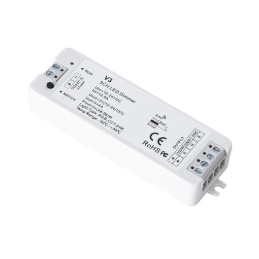 GloboStar® 71546 V3 SKYDANCE DC RF 2.4Ghz Dimmer High Speed Controller 3 Καναλιών DC 12-24V 3 x 5A 96W – Max 12A 288W – IP20 Μ10 x Π3.5 x Υ2cm – 5 Years Warranty