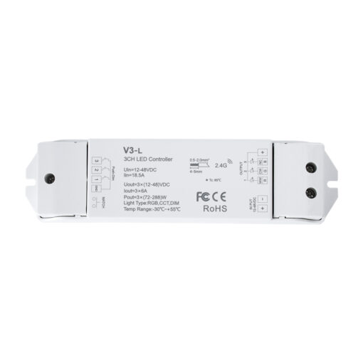 GloboStar® 71547 V3-L SKYDANCE DC RF 2.4Ghz Dimmer High Speed Controller & Push Dimming 3 Κανάλια DC 12-48V 3 x 6A 288W – Max 18.5A 288W – IP20 Μ17.5 x Π4.5 x Υ2.5cm – 5 Years Warranty