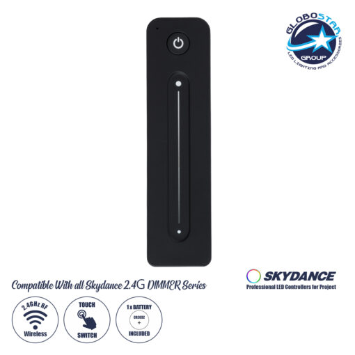 GloboStar® 71572 R11 SKYDANCE Ασύρματο Χειριστήριο Αφής RF 2.4Ghz 1 Group για όλα τα Μονόχρωμα SKYDANCE Controller DC 3V 1 x CR2032 – IP20 Μαύρο Μ12.2 x Π5.3 x Υ1.7cm – 5 Years Warranty