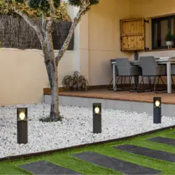Faro Barcelona KILA 400 Σκούρο Γκρι Φωτιστικό Φάρος E27 με Ανθρακί Διαχύτη IP65 – 71747