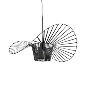 GloboStar® LUMINOVA 61464 Μοντέρνο Κρεμαστό Φωτιστικό Πλέγμα Μονόφωτο 1 x E27 IP20 Μαύρο Σχοινί με Μαύρο Σύρμα – Μ65 x Π65 x Υ25cm