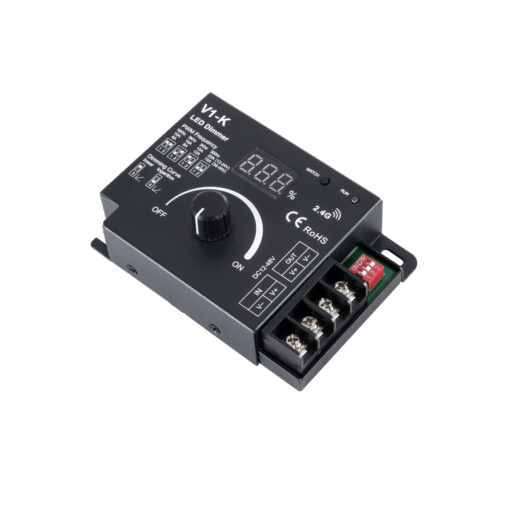 GloboStar® 73117 V1-K SKYDANCE DC RF 2.4Ghz Dimmer PWM Frequency Controller 1 Κανάλι DC 12-24V 1 x 20A 480W – Max 20A 480W – IP20 Μ10.7 x Π7.5 x Υ3.8cm – 5 Χρόνια Εγγύηση