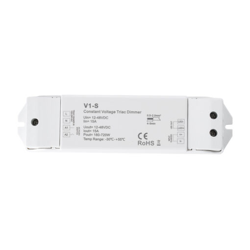 GloboStar® 73127 V1-S SKYDANCE AC Triac Dimmer Push Dimming 1 Κανάλι DC 12-48V 1 x 15A 720W – Max 15A 720W – IP20  Μ17.5 x Π4.5 x Υ2.5cm – 5 Χρόνια Εγγύηση
