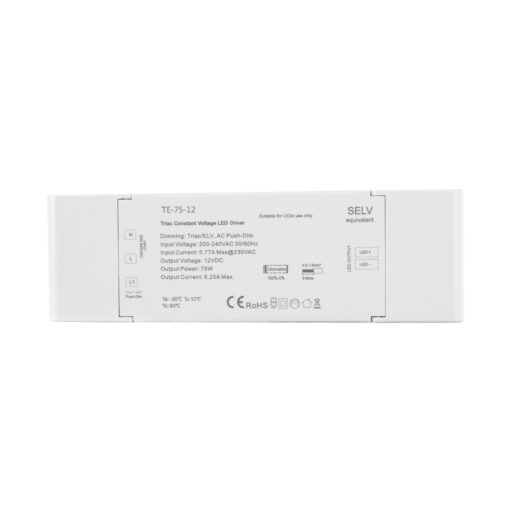 GloboStar® 73129 TE-75-12 SKYDANCE AC Triac Dimmer Push Dimming 1 Κανάλι AC 200-240V 1 x 6.25A 75W – Max 6.25A 75W – IP20 Μ18 x Π5.7 x Υ3cm – 5 Χρόνια Εγγύηση