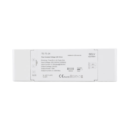 GloboStar® 73130 TE-75-24 SKYDANCE AC Triac Dimmer Push Dimming 1 Κανάλι AC 200-240V 1 x 3.125A 75W – Max 3.125A 75W – IP20 Μ18 x Π5.7 x Υ3cm – 5 Χρόνια Εγγύηση