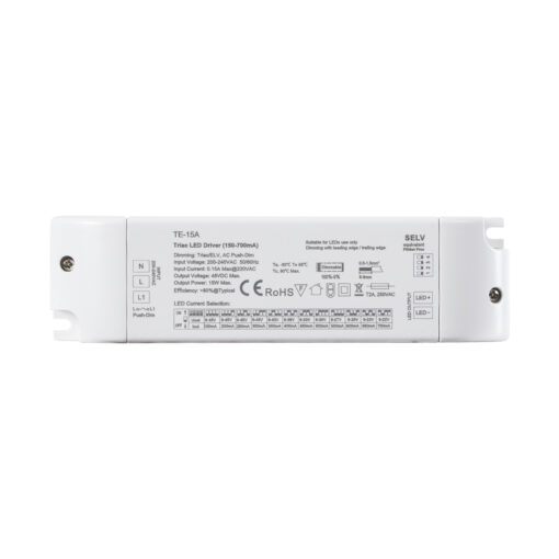 GloboStar® 73133 TE-15A SKYDANCE AC Triac Dimmable Constant Current LED Driver Push Dimming 1 Κανάλι AC 200-240V 1 x 0.15A 15W – Max 0.15A 15W – IP20  Μ15.1 x Π4.1 x Υ3cm – 5 Χρόνια Εγγύηση