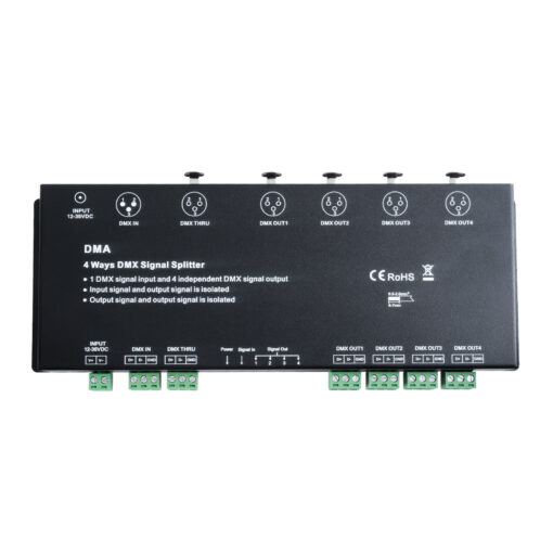 GloboStar® 73136 DMA SKYDANCE DC DMX512 Signal Splitter / Amplifier 4 Καναλιών DC 12-36V – IP20 Μ25.6 x Π9.2 x Υ3.8cm – 5 Χρόνια Εγγύηση