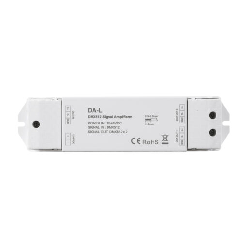 GloboStar® 73138 DA-L SKYDANCE DC DMX512 Signal Amplifier 2 Καναλιών DC 12-48V – IP20  Μ17.5 x Π4.5 x Υ2.5cm – 5 Χρόνια Εγγύηση