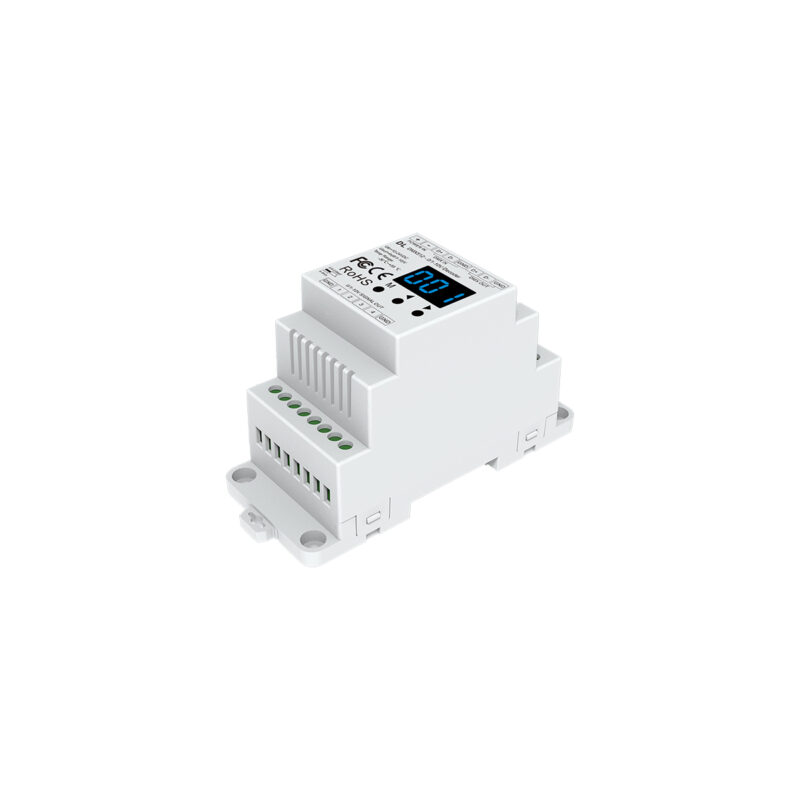 GloboStar® 73139 DL SKYDANCE DC DMX512 Signal Amplifier Din Rail Ράγας 2 Καναλιών DC 12-48V – IP20  Μ11.5 x Π5 x Υ6.5cm – 5 Χρόνια Εγγύηση