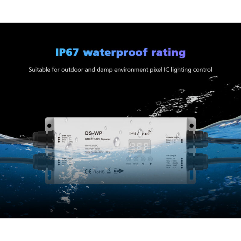 GloboStar® 73143 DS-WP SKYDANCE DC RF 2.4Ghz DMX512 to SPI Decoder DC 5-24V – Αδιάβροχο IP65 Μ17 x Π8 x Υ4cm – 5 Χρόνια Εγγύηση