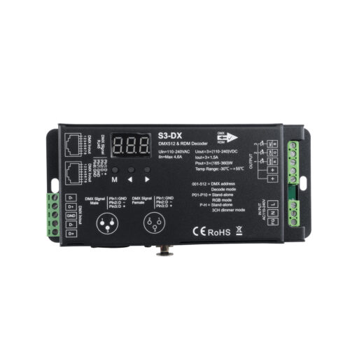 GloboStar® 73144 S3-DX SKYDANCE AC DMX512 High Voltage LED Strip Decoder 3 Καναλιών AC 110-240V 3 x 1.5A 360W – Max 4.6A 360W – IP20 Π16.5 x Π7 x Υ3.7cm – 5 Χρόνια Εγγύηση