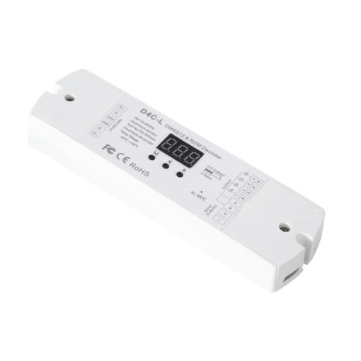 GloboStar® 73145 D4C-L SKYDANCE DC DMX512 Constant Current & RDM Decoder 4 Καναλιών DC 12-48V 4 x 0.5A 22.5W – Max 2A 90W – IP20  Μ17 x Π5 x Υ2.5cm – 5 Χρόνια Εγγύηση