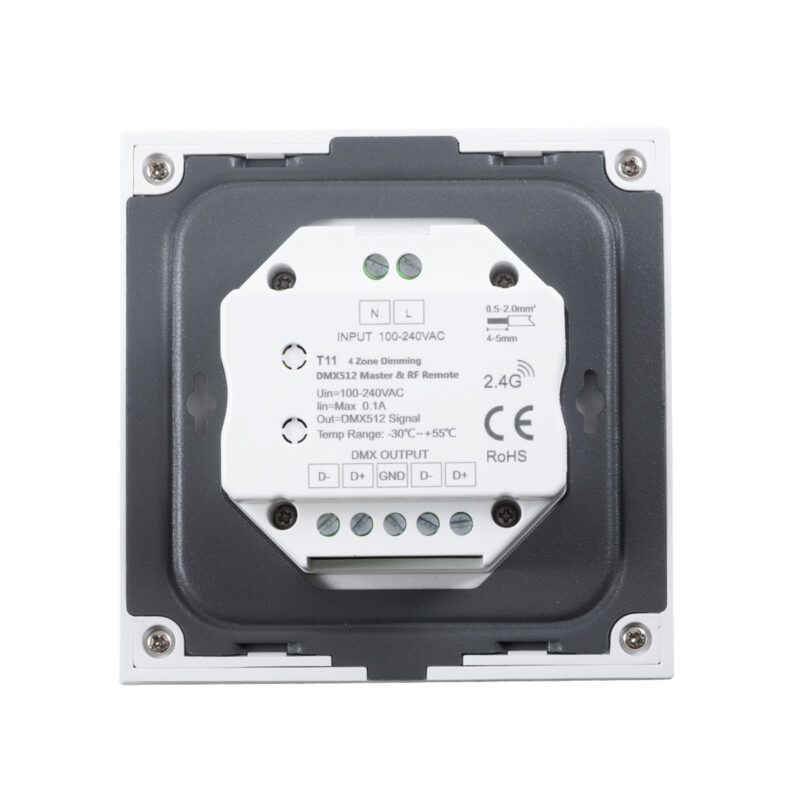 GloboStar® 73159 T11 SKYDANCE Ασύρματο DMX512 Επιτοίχιο Χειριστήριο RF 2.4Ghz 4 Group για όλα τα SKYDANCE DMX512 Controller AC 100-240V Max 0.1A – IP20 Μ8.5 x Μ8.5 x Π8.5 x Υ3.5cm – 5 Χρόνια Εγγύηση