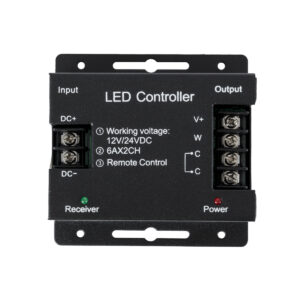 GloboStar® 73351 RFTC-02 DC Dimmer High Speed Controller 2 Κανάλιων DC 12-24V 2 x 6A 288W – Max 12A 288W – IP20 Μ8.3 x Π8.3 x Υ3.2cm – 3 Χρόνια Εγγύηση