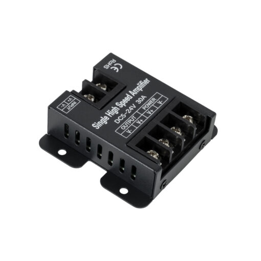 GloboStar® 73396 DC Power & Signal High Speed Amplifier Ενισχυτής Ισχύος & Σήματος Υψηλών Ταχυτήτων 1 Καναλιού DC 5-24V 1 x 30A 360W – Max 30A 360W – IP20 – Single Color – Μ6.3 x Π6.7 x Υ2cm – 2 Χρόνια Εγγύηση